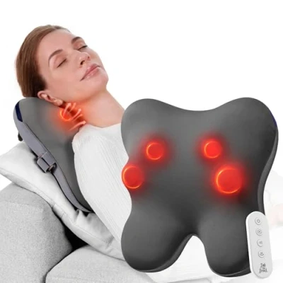 Immagine di BOB AND BRAD Massaggiatore per schiena e collo alleviare i dolori del tessuto profondo, cuscino massaggiante elettrico EZBack R Shiatsu con telecomando termico spalle, gambe, ottimi regali
