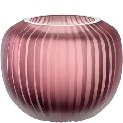 Immagine di Leonardo Bellagio 036445 Vaso a sfera colorato in vetro di alta qualità con esterno rilievo, realizzato mano, altezza 10 cm, diametro 11 colore: Berry