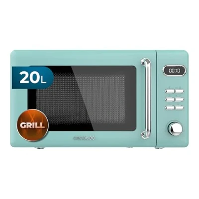 Immagine di Cecotec Forno a Microonde digitali con griglia da 20 litri Proclean 5110 Retro Green, 700 W in 5 livelli, timer fino 60 minuti, 8 programmi e modalità sbrinamento, design vintage verde