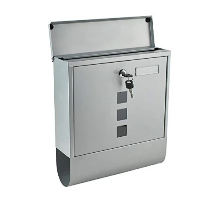Immagine di MALATEC Cassetta delle Lettere Postale per Esterni con Coperchio Linea Sottile Resistente agli Agenti atmosferici in Argento e bloccabile Slot giornali 1187