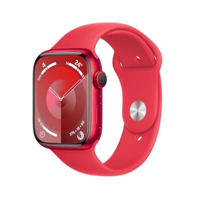 Immagine di Apple Watch Series 9 GPS + Cellular 45mm Smartwatch con cassa in alluminio (PRODUCT) RED e Cinturino Sport S/M. Fitness tracker, app Livelli O₂, display Retina always on
