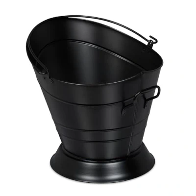 Immagine di Relaxdays Secchio Raccogli Cenere con Manico, Cestello da 6 L per Carbone, Secchiello Camino e Stufa, Ferro, Nero