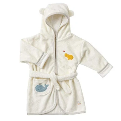 Immagine di Fehn 056464 Accappatoio FehnNATUR con cappuccio, 100% cotone biologico, per neonati e bambini dai 6 mesi in su, dimensioni: 80 cm