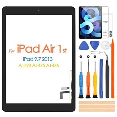 Immagine di Touch Screen per iPad Air 1st Generazione 5, Digitizer Touchscreen iPad5 9.7 A1474 A1475 A1476, Schermo con Home Buttone, Include Strumenti di Riparazione (Non LCD)