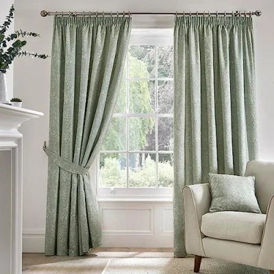 Immagine di Dreams &amp; Drapes Aveline Coppia di tende plissettate con fermatenda, 100% cotone, 168 x 229 cm (larghezza lunghezza)