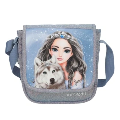 Immagine di Depesche 13153 TOPModel Wolf Piccola in Blu Scuro, con Motivo Modello, Stelle e Glitter, Borsa Tracolla Regolabile, Multicolore, One Size