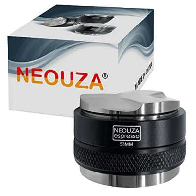 Immagine di NEOUZA Distributore caffè e pressino da 53mm 2 in 1, scala di calibrazione laser, livellatore a doppia testa adatto per portafiltro Breville 54 mm, profondità regolabile, quattro ventole