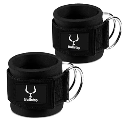 Immagine di Bullstep Cavigliere Cavi Palestra per Slanci ai Esercizi Glutei e Gambe Cavigliera con Gancio Elastici Gym Straps Cinghie Fitness Accessori
