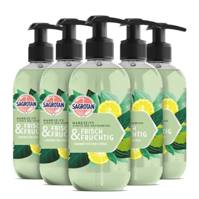 Immagine di Sagrotan sapone per le mani fresco e fruttato liquido idratante con profumo 5 x 300 ml di