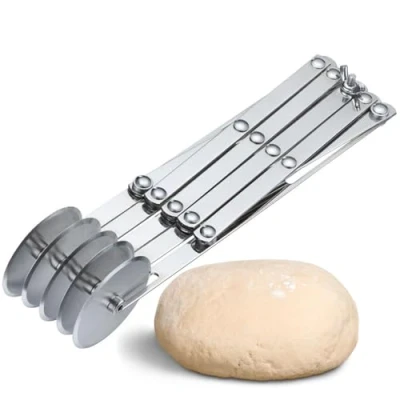 Immagine di Westmark Tagliapasta, 5 rotelle Preparazione e porzionamento di pasta, fondant altro più veloci, strisce regolabili da 1,2 a 12,2 cm Acciaio inossidabile