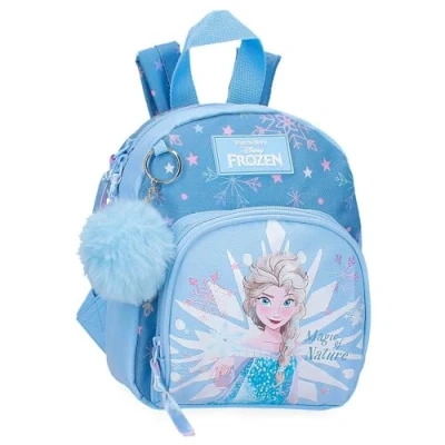 Immagine di Joumma Bags Disney Frozen Magic Ice Zaino per bambini, blu, realizzato in poliestere, spallacci regolabili un comodo trasporto, vari scomparti, con portachiavi pompon asilo