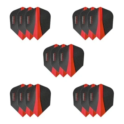 Immagine di Harrows alette per freccette Retina, 5 set di (15 totali), 100 micron, extra resistenti, realizzate nel Regno Unito, accessori professionali rosse