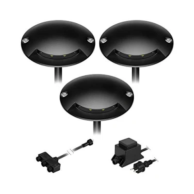 Immagine di ledscom.de Lampada da terra a LED BUNDA, 1 lampada, extrapiatta, per esterni, alluminio, nero, rotonda, 7cm Ø, bianco caldo, set di 3