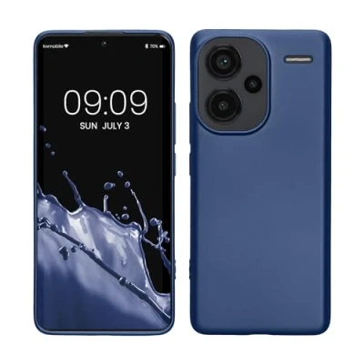 Immagine di kwmobile Custodia Compatibile con Xiaomi Redmi Note 13 Pro+ 5G / Pro Plus Cover Back Case Morbida Protezione in Silicone TPU Effetto metallizzato blu