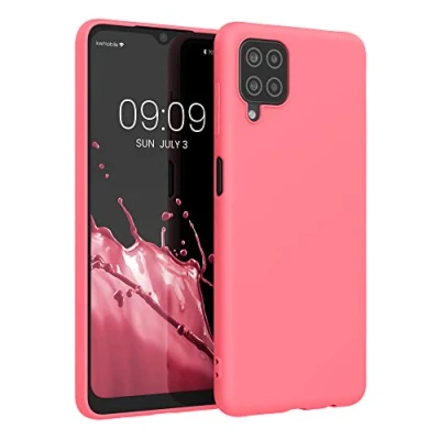 Immagine di kwmobile Custodia Compatibile con Samsung Galaxy A12 Cover Back Case per Smartphone in Silicone TPU Protezione Gommata corallo fluorescente