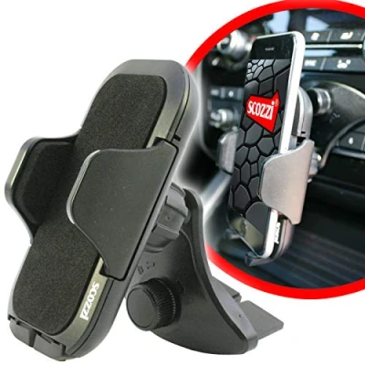 Immagine di scozzi Porta Cellulare Auto CD Slot Lettore Supporte Telefono 360, Universale p.e. compatibile con Samsung S23 S22 S21 S20 A54 A53 per iPhone 15 14 13 12 11 XR FE Plus Ultra Mini Lite Pro