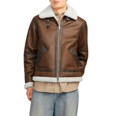 Immagine di Jack &amp; Jones Jorcole Aviator Jacket Giacca in similpelle, Uomo, Taglia: XL, Chocolate brown