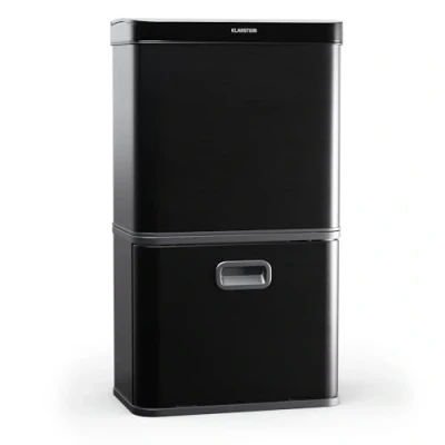 Immagine di KLARSTEIN Pattumiera Touchless da 56L con Sensore di Movimento, 3 Scomparti per la Raccolta Differenziata, Acciaio Inox Nero, Soft Close, Secchio della Spazzatura
