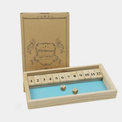 Immagine di Kitchnexus Deluxe 2 giocatori, Shut The Box, gioco di dadi in legno, classico, (blu)