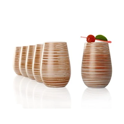 Immagine di Stölzle Lausitz bicchieri TWISTER 465ml Bianco bronzo I Set di 6 lavabili in lavastoviglie infrangibili universali per acqua, succhi e long drink
