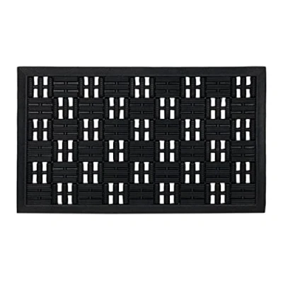 Immagine di Relaxdays Zerbino in Gomma da Esterni e Interni, 45x75 cm, Antiscivolo, Design a Grata, Chiodini Rilievo, Ingresso, Nero