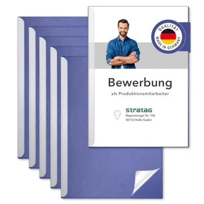 Immagine di STRATAG Kit per candidature Start Basic (blu, 6 pezzi) con coperchio trasparente in plastica PP e dorso robusto cartone da 290 g/m², struttura pelle (6 cartelline blu)