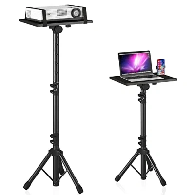 Immagine di DECOSIS Treppiede per proiettore da 59,7 cm a 118,1 cm, supporto laptop regolabile in altezza con telefono collo d&#039;oca, pavimento laptop, ufficio, casa, palco,