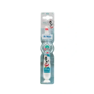 Immagine di Mr.White 101 Dalmatians Kids Spazzolino da denti lampeggianti a batteria, con timer lampeggiante di 2 minuti, adatto per bambini 3 anni e setole morbide