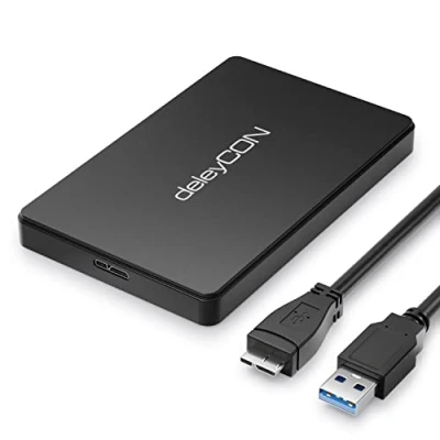 Immagine di deleyCON Alloggiamento per Disco Fisso SSD USB 3.1 SATA 3 da 2,5&quot; Pollici / HDD 7 mm 9,5 III Dischi Fissi Esterno UASP [Nero]