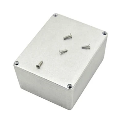 Immagine di ExcInter 1590C (120 x 94,5 50 mm) Argento Alluminio Box Elettronico Diecast Progetto Stomp Impermeabile per Alimentazione Esterna/Outdoor
