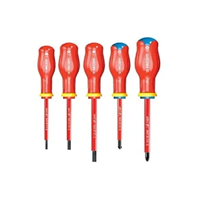 Immagine di FACOM Set di 5 cacciaviti isolati piatti e crociformi Protwist ATP.J5VE Manico morbido Grip Per un maggiore comfort Sicurezza d&#039;uso Lunga durata professionisti privati