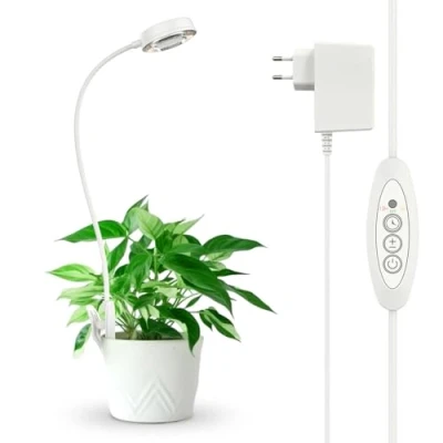 Immagine di SANSI Lampada per Coltivazione da Interno, Spettro Completo con Clip Piante, LED 4 Luminosità, Timer 3/6/12ore Piante Piccole, Bianco 10W 1 confezione