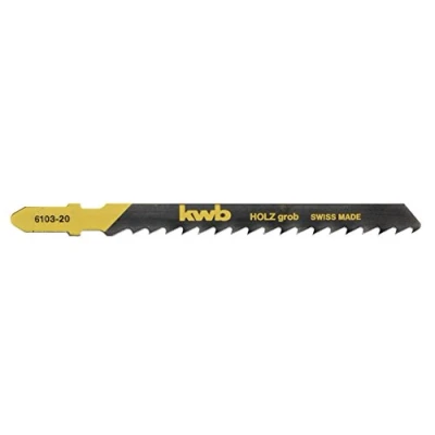 Immagine di kwb 5 x lame per seghetto alternativo Profi Pack legno 610325 (grosso, acciaio al carbonio HCS, codolo monoblocco, T111D) a. o. Einhell RT JS 85