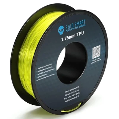 Immagine di SainSmart Yellow Flexible TPU 3D Printing Filament, 1.75 mm, 0.8 kg, Dimensional Accuracy +/ 0.05 mm
