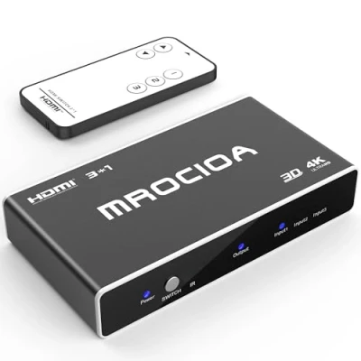 Immagine di Mrocioa Hdmi Switch 4K 3 in 1 out Automatico, Splitter Switcher Swtich con Telecomando Supporta PS4/Xbox One/Fire TV/Apple TV/SKY BOX/STB/DVD/Laptop/Roku.