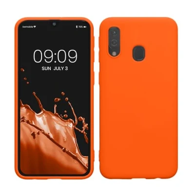 Immagine di kwmobile Custodia Compatibile con Samsung Galaxy A40 Cover Back Case per Smartphone in Silicone TPU Protezione Gommata arancione fluorescente