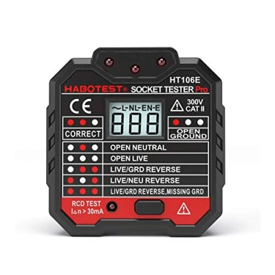 Immagine di amropi Elettrico Socket Tester con Voltaggio Controluce LCD Display Avanzati RCD Prova EU Plug (1 Tester)