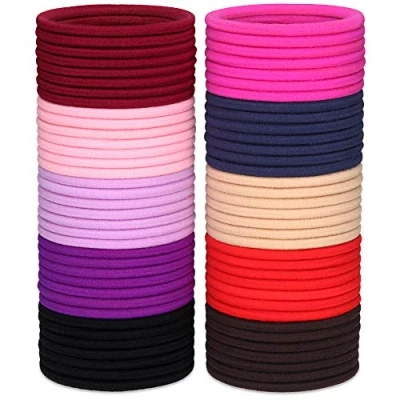 Immagine di H&amp;S Elastici Capelli Donna e Uomo 100pz da 4mm Elastico per Neri Multicolore senza Metallo Codini Cuciture Codino Sottile ed