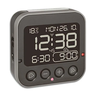 Immagine di TFA Dostmann 60.2552.01 Radiocontrollato Sveglia Nero Tempi di allarme 2 Display grande