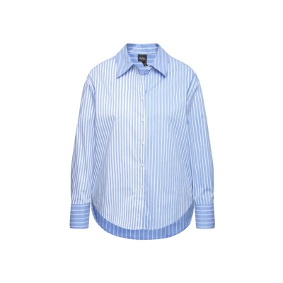 Immagine di Ulla Popken Mixed Stripe LONG Sleeve Camicia, Donna, Taglia: 48/50, Pale blue