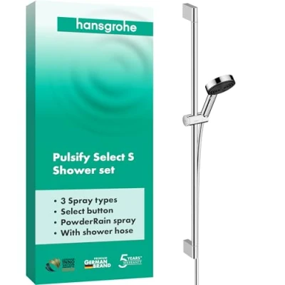 Immagine di hansgrohe Pulsify Select S Set doccia 105 3 tipi di getto Relax con asta 90 cm, bianco opaco, 24170700
