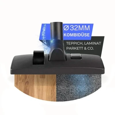 Immagine di Maxorado Bocchetta combinata aspirapolvere 32 mm Blueline compatibile con ricambio per AEG Electrolux Kärcher DN32 Privileg Nilfisk Numatic Dirt Devil Philips Fam spazzola pavimenti