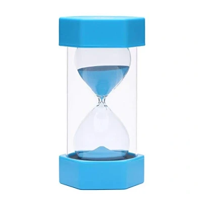 Immagine di EQLEF 16cm Clessidra, 15 Minuti Clessidra Bambini Timer di Sabbia Orologio per Classe Cucina Giochi Ufficio Decorazione (Blu, Minuti)
