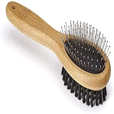Immagine di Mikki Spazzola Combinata In Bambù, Per Pelo Liscio Corto E Medio, Cani Gatti, Realizzato Con Bambù Sostenibile, La Toelettatura Del Ribelle, Piccolo 70 g