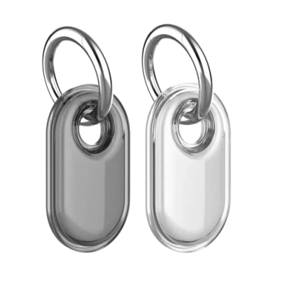 Immagine di Doweiss Custodia protettiva impermeabile compatibile con Samsung Galaxy SmartTags 2, in gomma morbida per 2 (trasparente + grigio, confezioni)