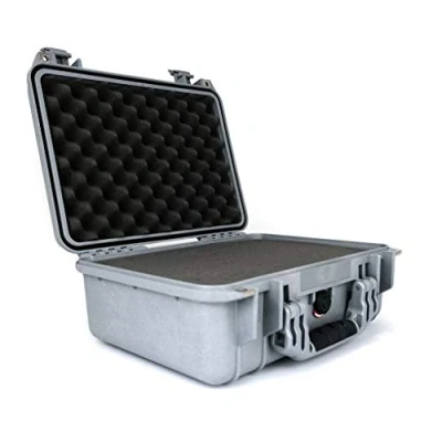 Immagine di PELI 1450 Valigia Protettiva Resistente agli Urti, IP67 Impermeabile e a Prova di Polvere, Capacità 15L, Prodotto in Germania, Con inserto Schiuma Personalizzabile, Colore Grigio