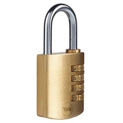 Immagine di Yale Lucchetto in ottone a combinazione Y150B/40/130/1 oro, corpo 40mm, arco acciaio, 4 cifre