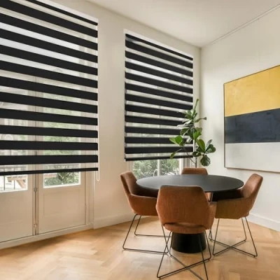 Immagine di Blindecor Lira tenda a rullo giorno e notte, colore Nero, per interni 160 x 180 cm (Larghezza Altezza) Dimensioni del tessuto 157 175 cm. Eleganti tende notte