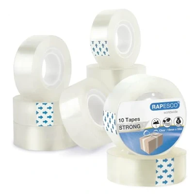 Immagine di Rapesco 1807 Nastro Adesivo Trasparente, Rotoli da 19 mm x 33 m, Ricariche di Nastro, Confezione 10