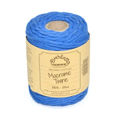 Immagine di Everlasto Bobine da 50 m, in morbido cotone colorato, per macramè, 4 mm circa, colore: blu Oxford